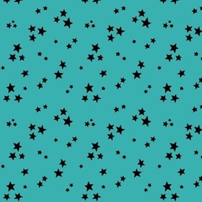 starry stars SM black on teal