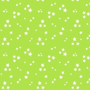 starry stars SM white on bright lime green