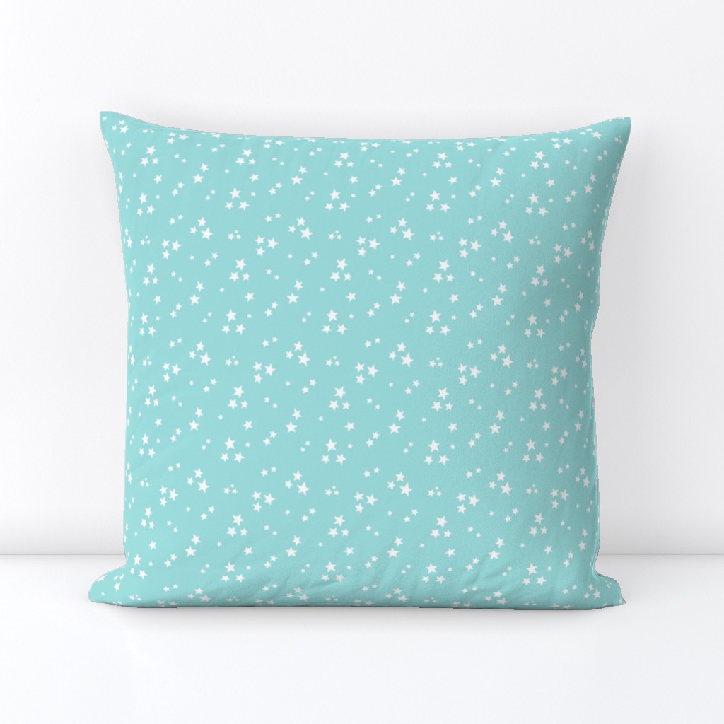 starry stars SM white on light teal