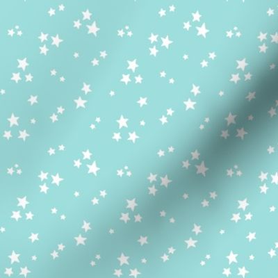 starry stars SM white on light teal