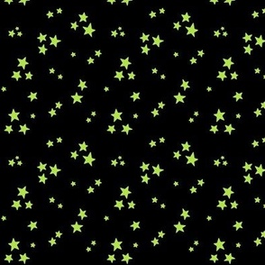 starry stars SM bright lime green on black