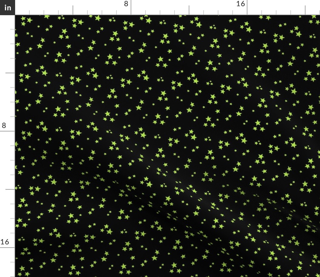 starry stars SM bright lime green on black