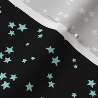 starry stars SM light teal on black