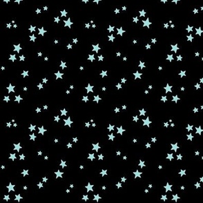 starry stars SM light teal on black