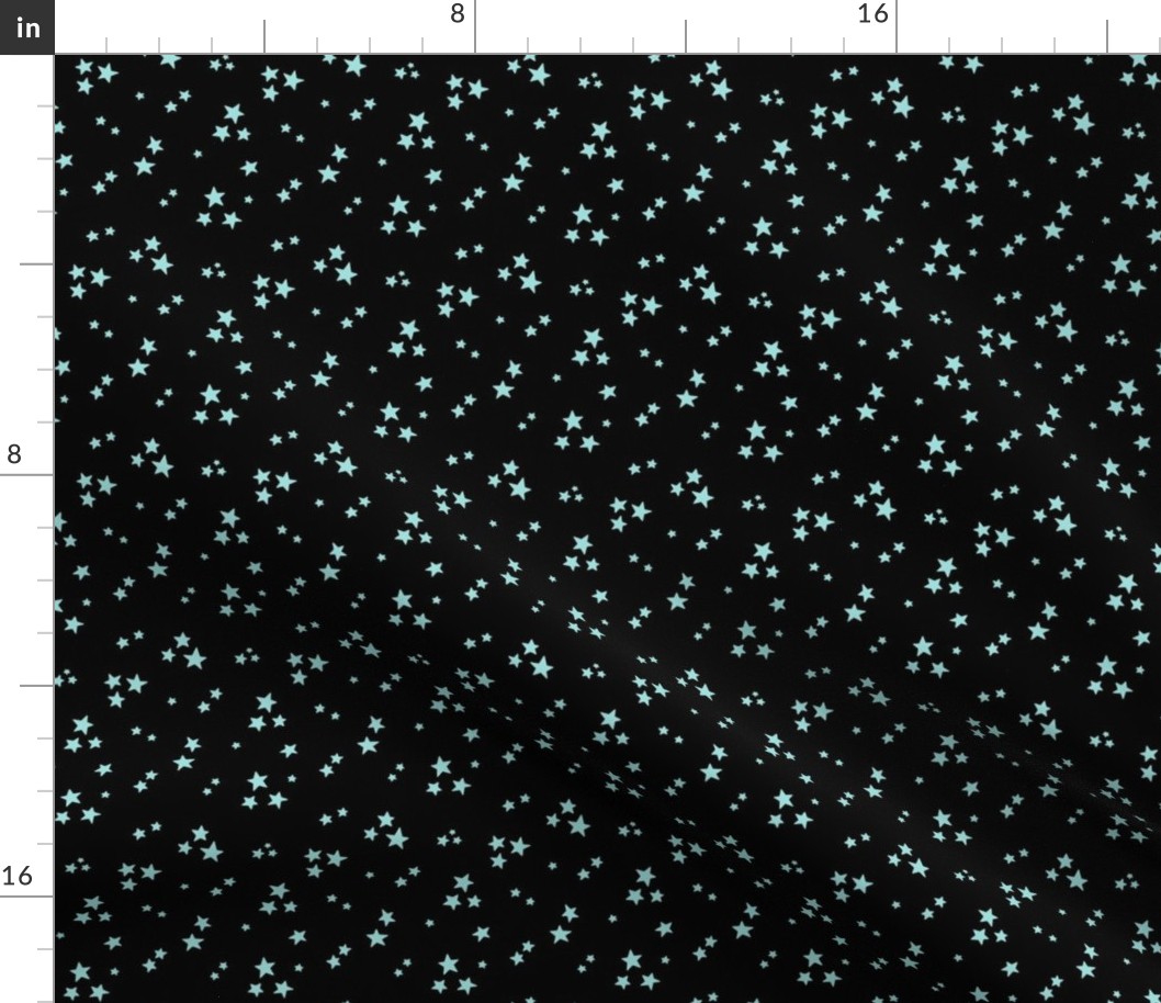 starry stars SM light teal on black