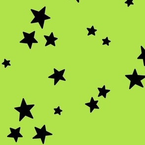 starry stars LG black on bright lime green