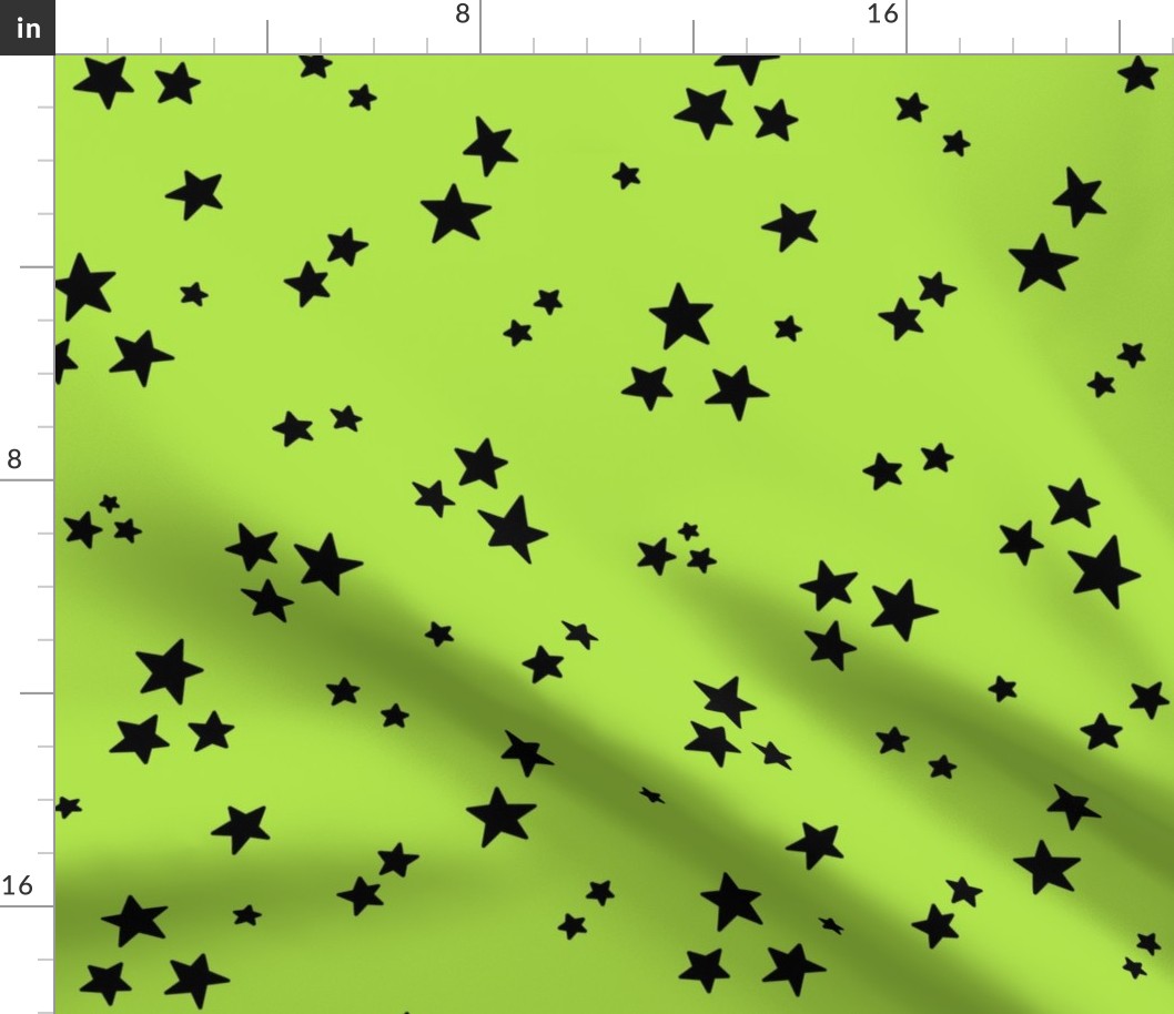 starry stars LG black on bright lime green