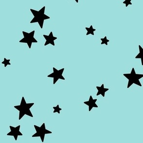 starry stars LG black on light teal