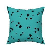 starry stars LG black on teal