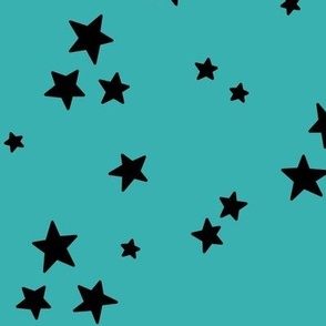 starry stars LG black on teal