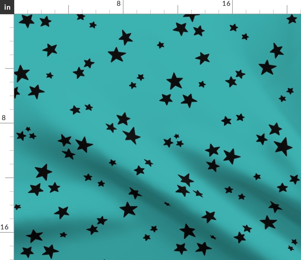 starry stars LG black on teal