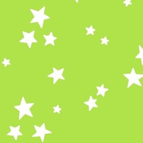 starry stars LG white on bright lime green