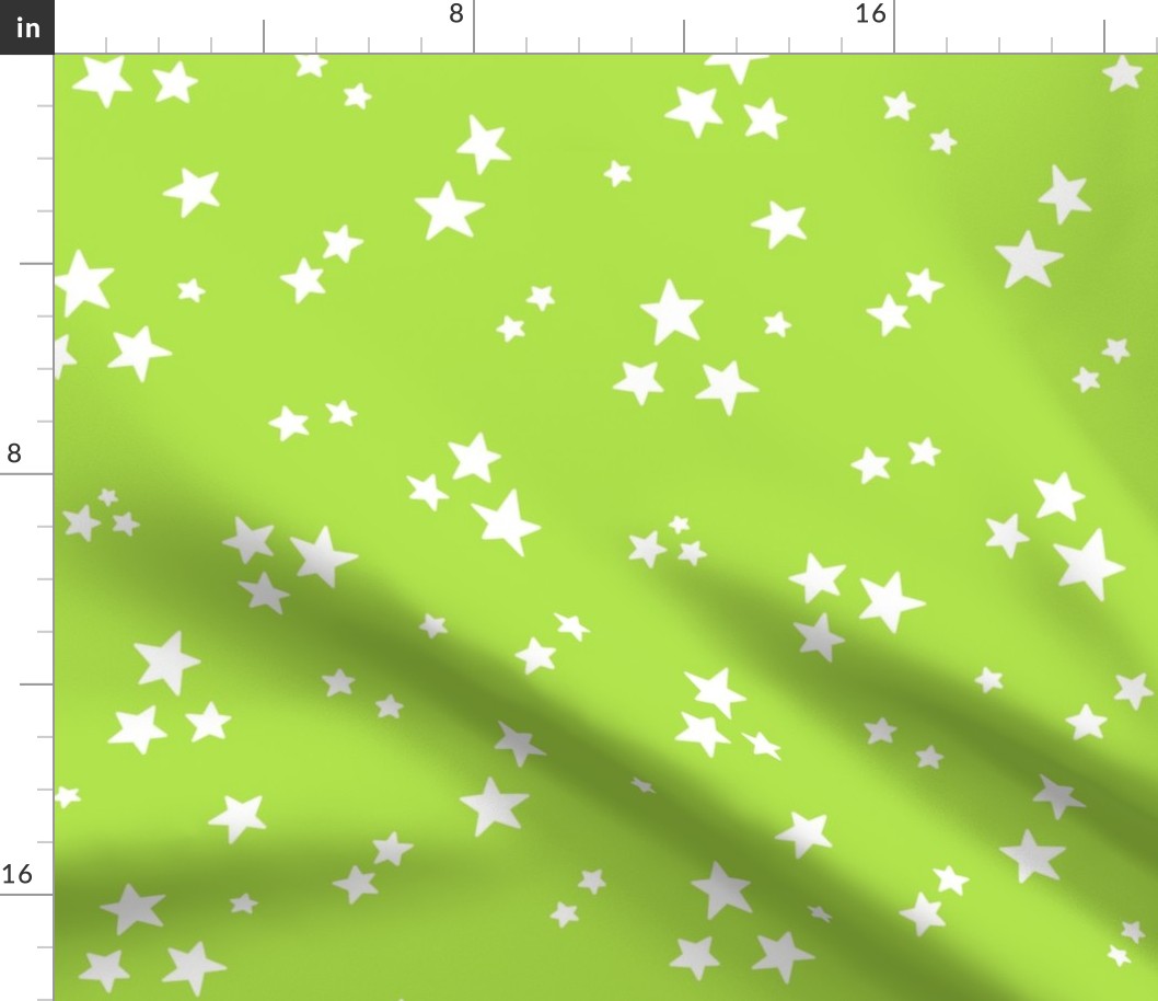 starry stars LG white on bright lime green