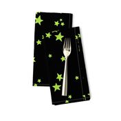 starry stars LG bright lime green on black