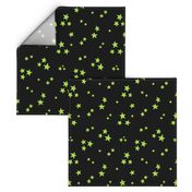 starry stars LG bright lime green on black