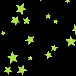 starry stars LG bright lime green on black