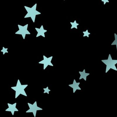 starry stars LG light teal on black