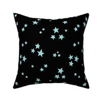 starry stars LG light teal on black