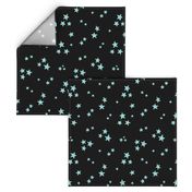 starry stars LG light teal on black