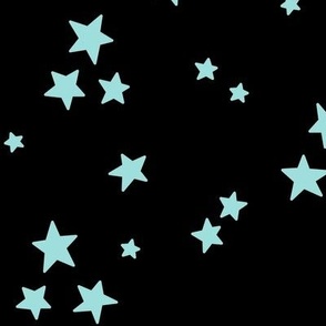 starry stars LG light teal on black