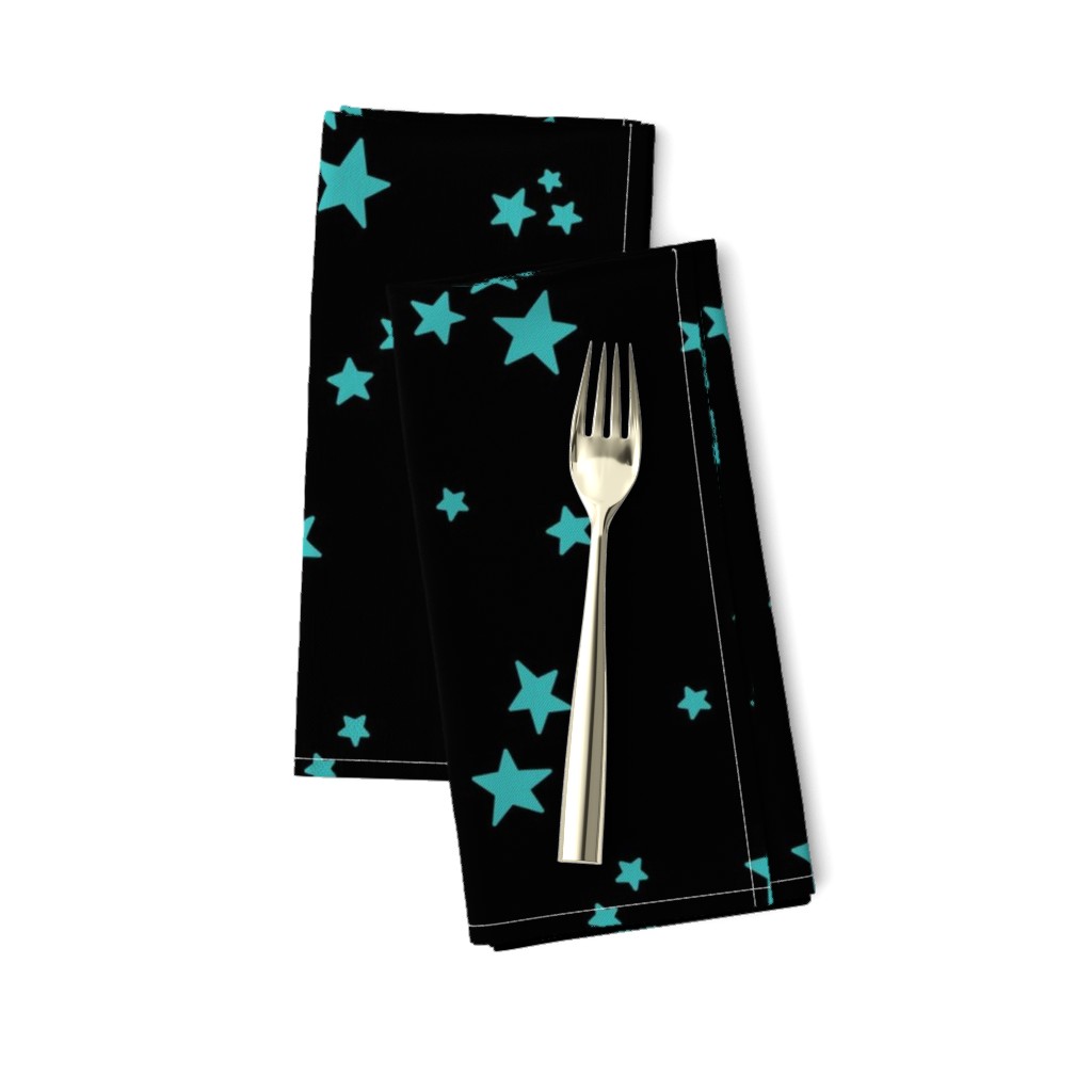 starry stars LG teal on black