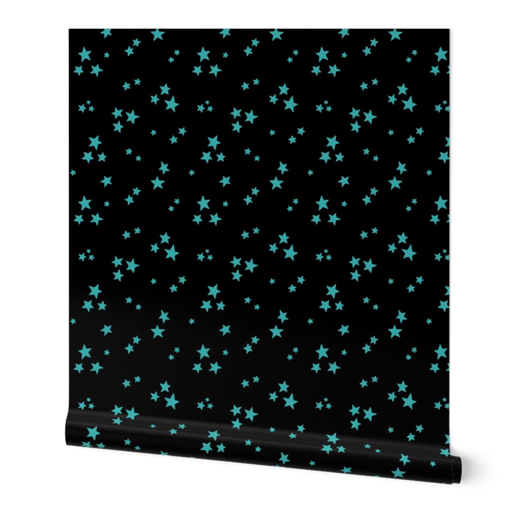 starry stars LG teal on black