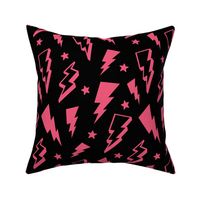 lightning + stars hot pink on black bolts