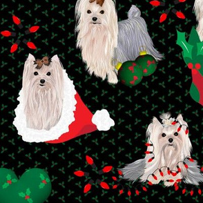 Yorkie - Christmas Panel Matching Fabric