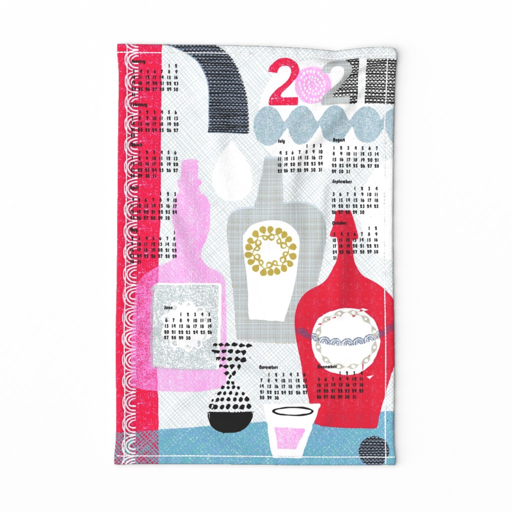 2021 time for a drink tea towel calendar