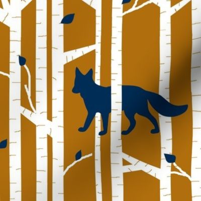 Into the woods - Fox// navy on burnt orange