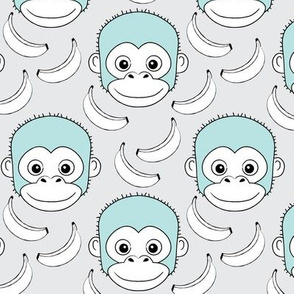 monkey-face-and-bananas - blue-on-grey