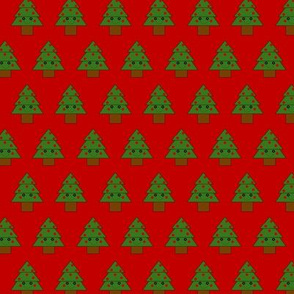 2016 Button Eyed Christmas Tree Red Background