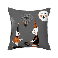 Halloween Gossip jack taunting his sister...again large pillow fabric