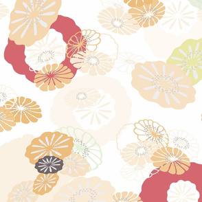 Pretty Poppies-Beige and Red