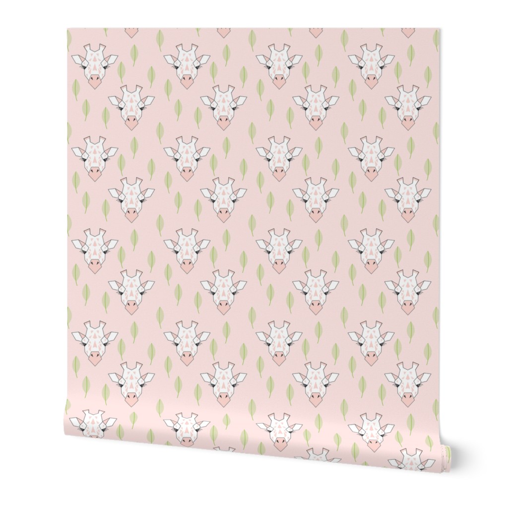 giraffe-and-leaves-on-soft-pink