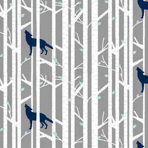 Into the woods - wolf/coyote // indigo, grey and mint