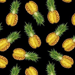 pineapples black background