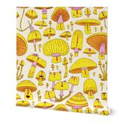 Fun Fungi -Funny Quirky Nature Mushroom Party - Pink Yellow Orange Cream - Large