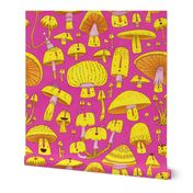 Fun Fungi -Funny Quirky Nature Mushroom Party - Pink Yellow Orange