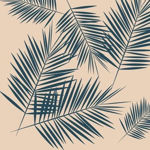 Palm leaf - navy on nude Palm leaves Palm tree tropical 