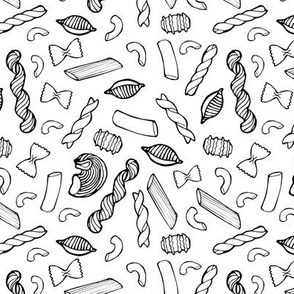 Pasta Shapes in Black and White