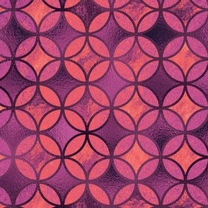 QUATREFOIL SUBTLE GLOW MODERN CORAL SALMON PURPLE PINK MEDIEVAL JAPANESE SYMBOL