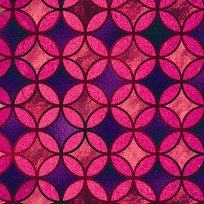 QUATREFOIL METALLIC GLOW COOPER FUCHSIA PINK PURPLE MEDIEVAL JAPANESE SYMBOL