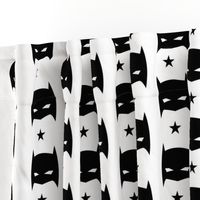 Superhero Batmask Star Black and White Monochrome