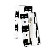 Superhero Batmask Star Black and White Monochrome