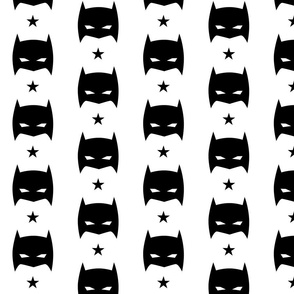 Superhero Batmask Star Black and White Monochrome