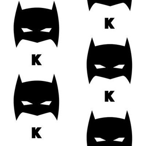 Superhero Bat Mask K Initial Black and White