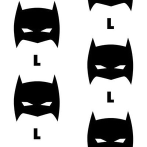 Superhero Bat Mask Initial L Black and White