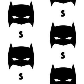 Superhero Bat Mask Initial S Black and White