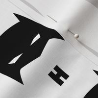 Superhero Bat Mask Initial H Black and White